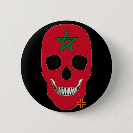 HANDSKULL Marokko Runder Abzeichen schwarz B2 Button (Vorderseite)