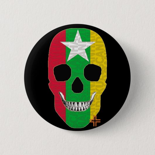 HANDSKULL Myanmar Runde Abzeichen schwarz B2 Button (Vorderseite)