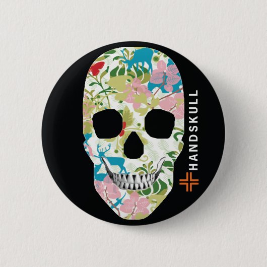 HANDSKULL Natur, glücklicher Schädel, Natur-Flagge Button (Vorderseite)