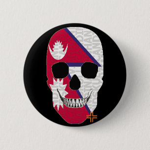 HANDSKULL Nepal Runder Abzeichen schwarz B2 Button