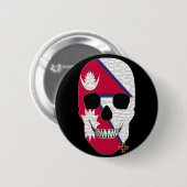 HANDSKULL Nepal Runder Abzeichen schwarz B2 Button (Vorne & Hinten)