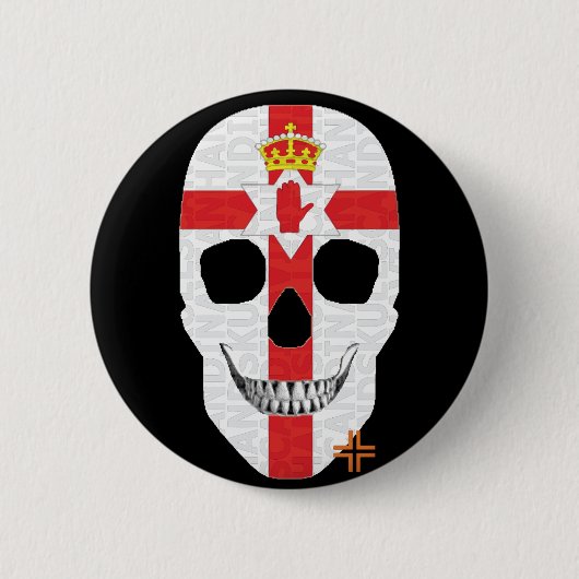 HANDSKULL Nordirland Runde Abzeichen schwarz B2 Button (Vorderseite)