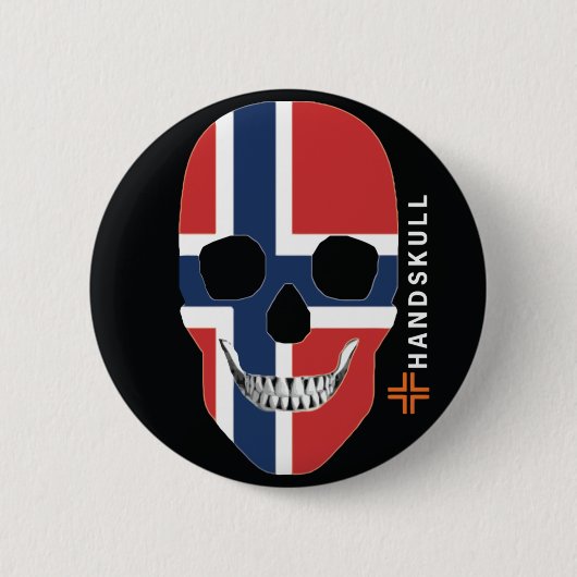 HANDSKULL Norwegen, glücklicher Schädel, norwegisc Button (Vorderseite)