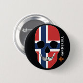 HANDSKULL Norwegen, glücklicher Schädel, norwegisc Button (Vorne & Hinten)
