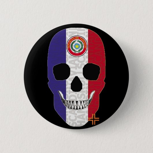 HANDSKULL Paraguay Runder Abzeichen schwarz B2 Button (Vorderseite)