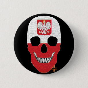 HANDSKULL Polen Runder Abzeichen schwarz B2 Button