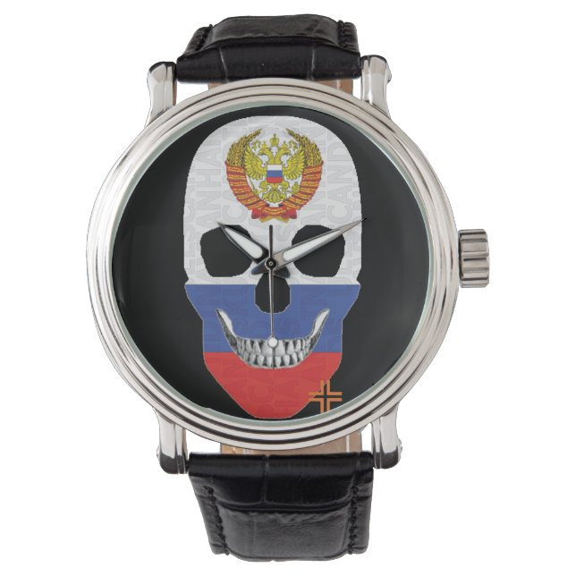 HANDSKULL Russische Uhrenleder B2 Armbanduhr (Vorderseite)