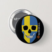 HANDSKULL Schweden, glücklicher Schädel, Schweden- Button (Vorne & Hinten)