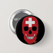 HANDSKULL Schweiz Abzeichen schwarz B2 Button (Vorne & Hinten)
