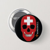 HANDSKULL Schweiz, Happy Skull, Schweizer Flagge Button (Vorne & Hinten)