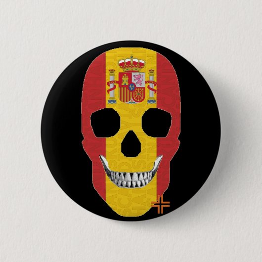 HANDSKULL Spanien Runder Abzeichen schwarz B2 Button (Vorderseite)