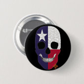 HANDSKULL Texas Round Abzeichen Schwarz B2 Button (Vorne & Hinten)