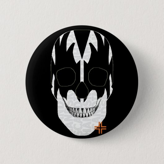 HANDSKULL Vampire Round Abzeichen Schwarz B2 Button (Vorderseite)