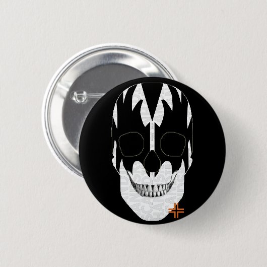 HANDSKULL Vampire Round Abzeichen Schwarz B2 Button (Vorne & Hinten)