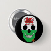 HANDSKULL Wales Runder Abzeichen schwarz B2 Button (Vorne & Hinten)