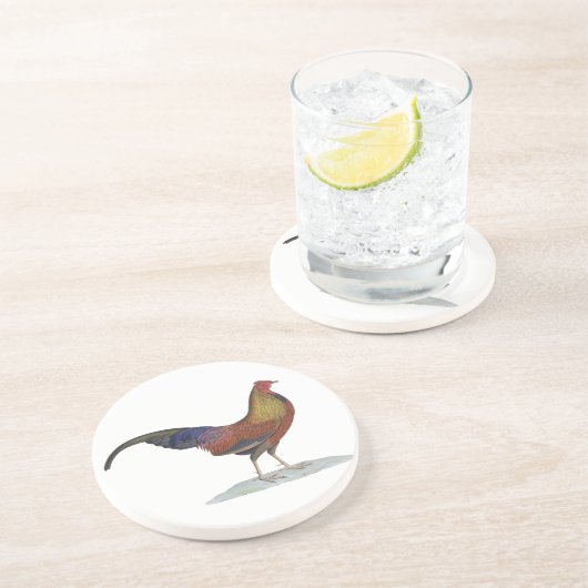 Handsome Alert Rooster Sandstein Untersetzer (Seite)