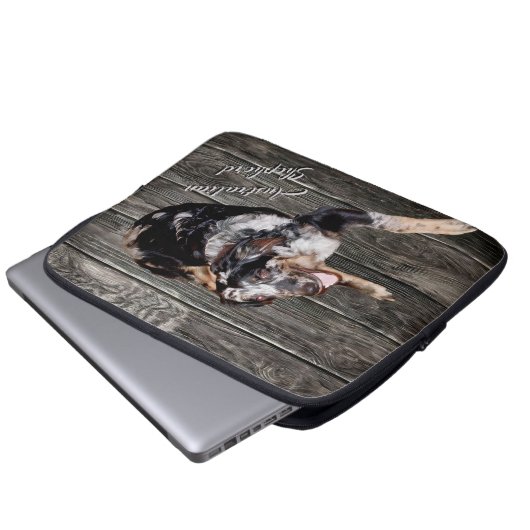 Handsome Australian Shepherd Dog Electronics Bag Laptopschutzhülle (Vorne Knopf)