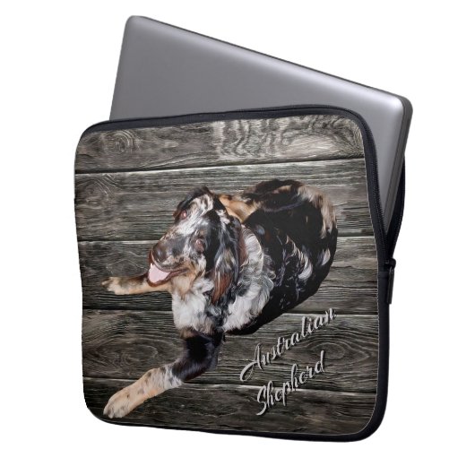 Handsome Australian Shepherd Dog Electronics Bag Laptopschutzhülle (Vorderseite Links)