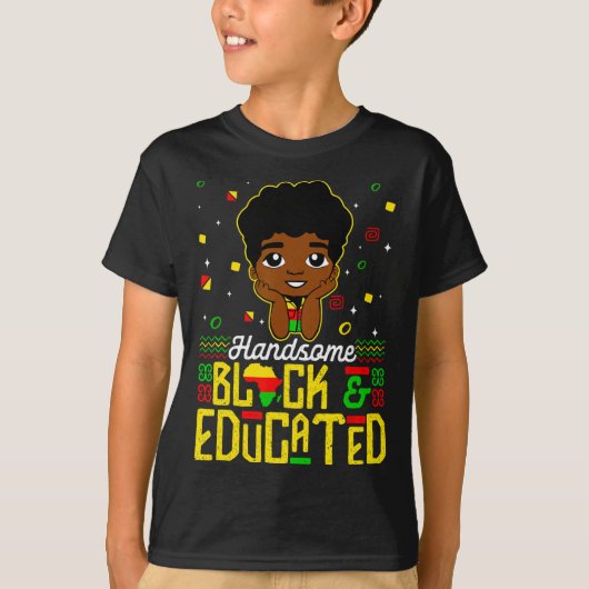 Handsome Black Educated Black History Kids Boys Ju T-Shirt (Vorderseite)