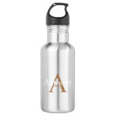 Handsome Black Modern Gold Monogram Trinkflasche (Vorderseite)