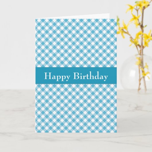Handsome Blue Gingham Birthday Card Karte (Gelbe Blume)