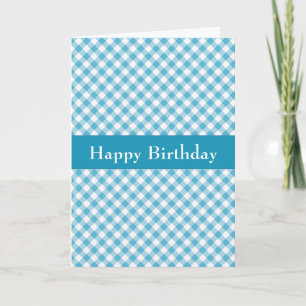 Handsome Blue Gingham Birthday Card Karte