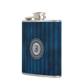 Handsome Blue Striping Custom Monogram Flask Flachmann (Links)