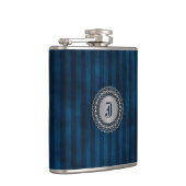 Handsome Blue Striping Custom Monogram Flask Flachmann (Rechts)