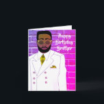 Handsome Brother African American Birthday  Karte<br><div class="desc">Diese coole Geburtstagskarte zeigt einen afroamerikanischen Mann mit einem weißen Anzug und einer Krawatte.  Holen Sie sich diese Karte für Ihren fabelhaften Geburtstag.</div>