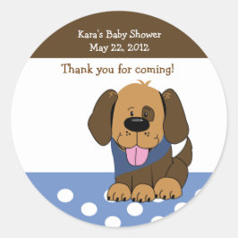 Handsome Brown Puppy Baby Shocker Runder Aufkleber