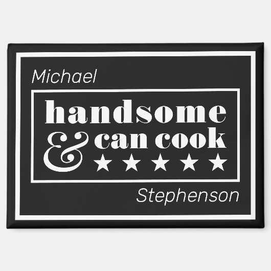 Handsome & Can Cook Typography Father's Day Magnet (Vorderseite)
