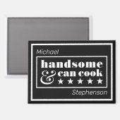 Handsome & Can Cook Typography Father's Day Magnet (Vorderseite/Rückseite)