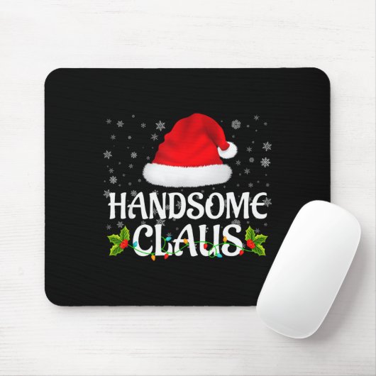 Handsome Claus Christmas Lights Santa Pajama Famil Mousepad (Mit Mouse)