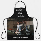 Handsome Cook on Duty Custom Foto Name Men Koch Schürze (Vorderseite)