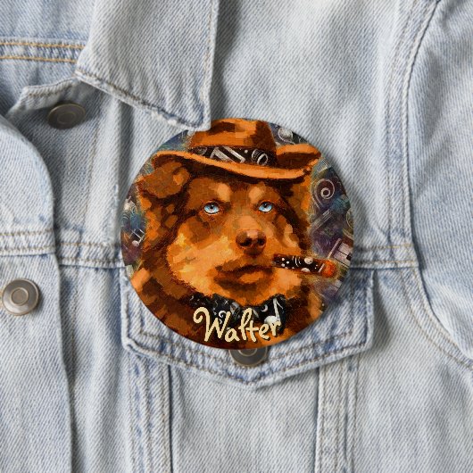 Handsome Gangster Hund mit Personalisierten blauen Button (Beispiel)