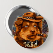 Handsome Gangster Hund mit Personalisierten blauen Button (Vorne & Hinten)