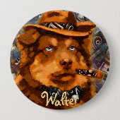 Handsome Gangster Hund mit Personalisierten blauen Button (Vorderseite)