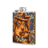 Handsome Gangster Hund mit Personalisierten blauen Flachmann (Links)