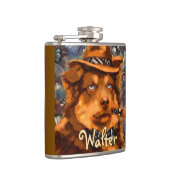 Handsome Gangster Hund mit Personalisierten blauen Flachmann (Rechts)