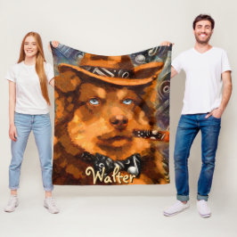 Handsome Gangster Hund mit Personalisierten blauen Fleecedecke