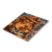 Handsome Gangster Hund mit Personalisierten blauen Fliese (Seite)