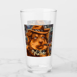 Handsome Gangster Hund mit Personalisierten blauen Glas