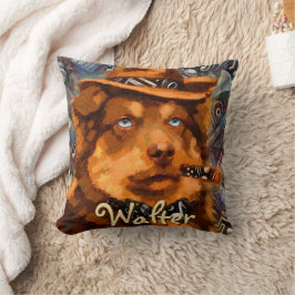 Handsome Gangster Hund mit Personalisierten blauen Kissen