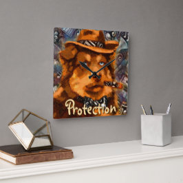 Handsome Gangster Hund mit Personalisierten blauen Quadratische Wanduhr