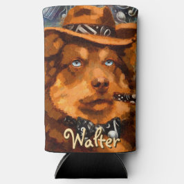 Handsome Gangster Hund mit Personalisierten blauen Selters Dosenkühler