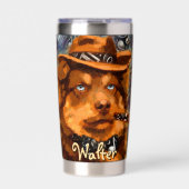Handsome Gangster Hund mit Personalisierten blauen Thermobecher (Vorderseite)