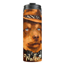 Handsome Gangster Hund mit Personalisierten blauen Thermosbecher