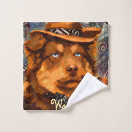 Handsome Gangster Hund mit Personalisierten blauen Waschlappen