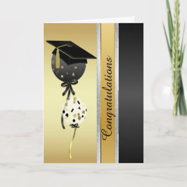 Handsome Gold and Black Balloons Abschluss Card Karte