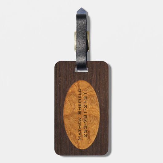 Handsome Imitate Mit Monogramm Gepäckmarke Holz Gepäckanhänger (Rückseite vertikal)